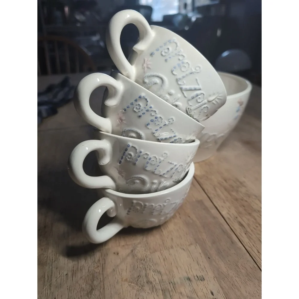 Vtg HOLLAND MOLD  Ceramic 4 Cups 1 Bowl Snacks Serving  Soup Party Chips Pretzel